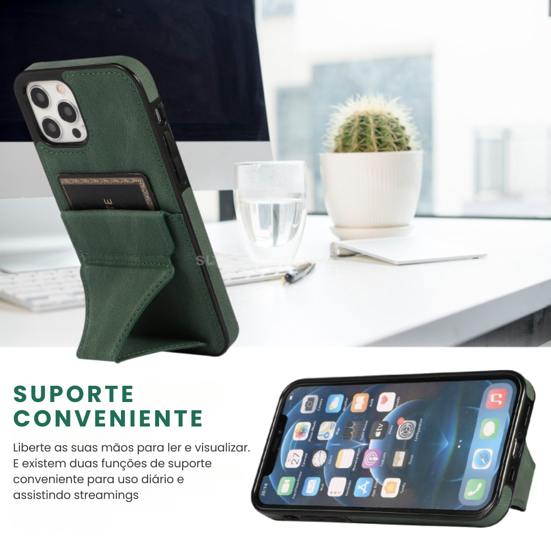 Case de Couro iPhone - SlimVault Verde