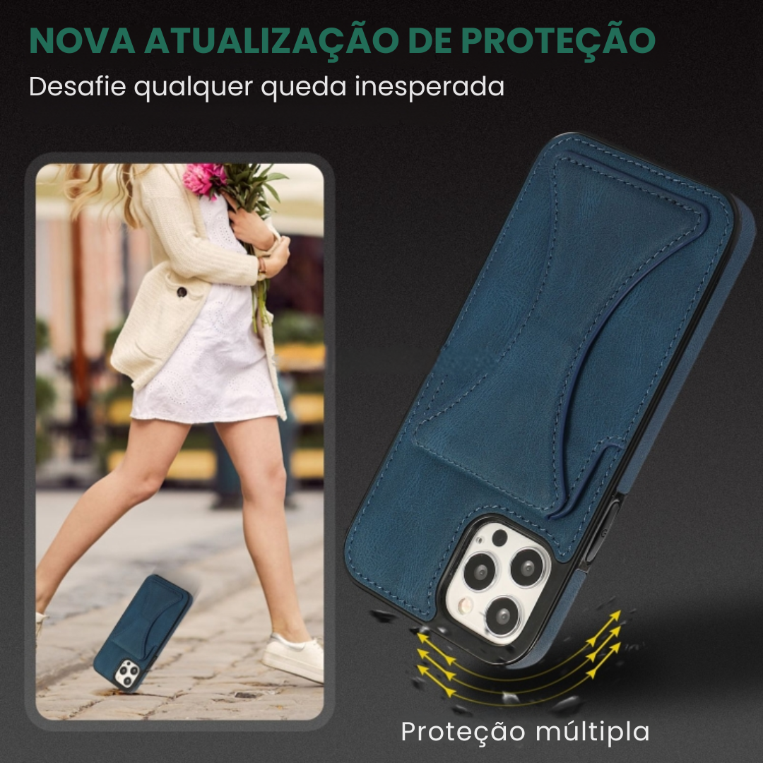 Case de Couro iPhone - SlimVault Azul