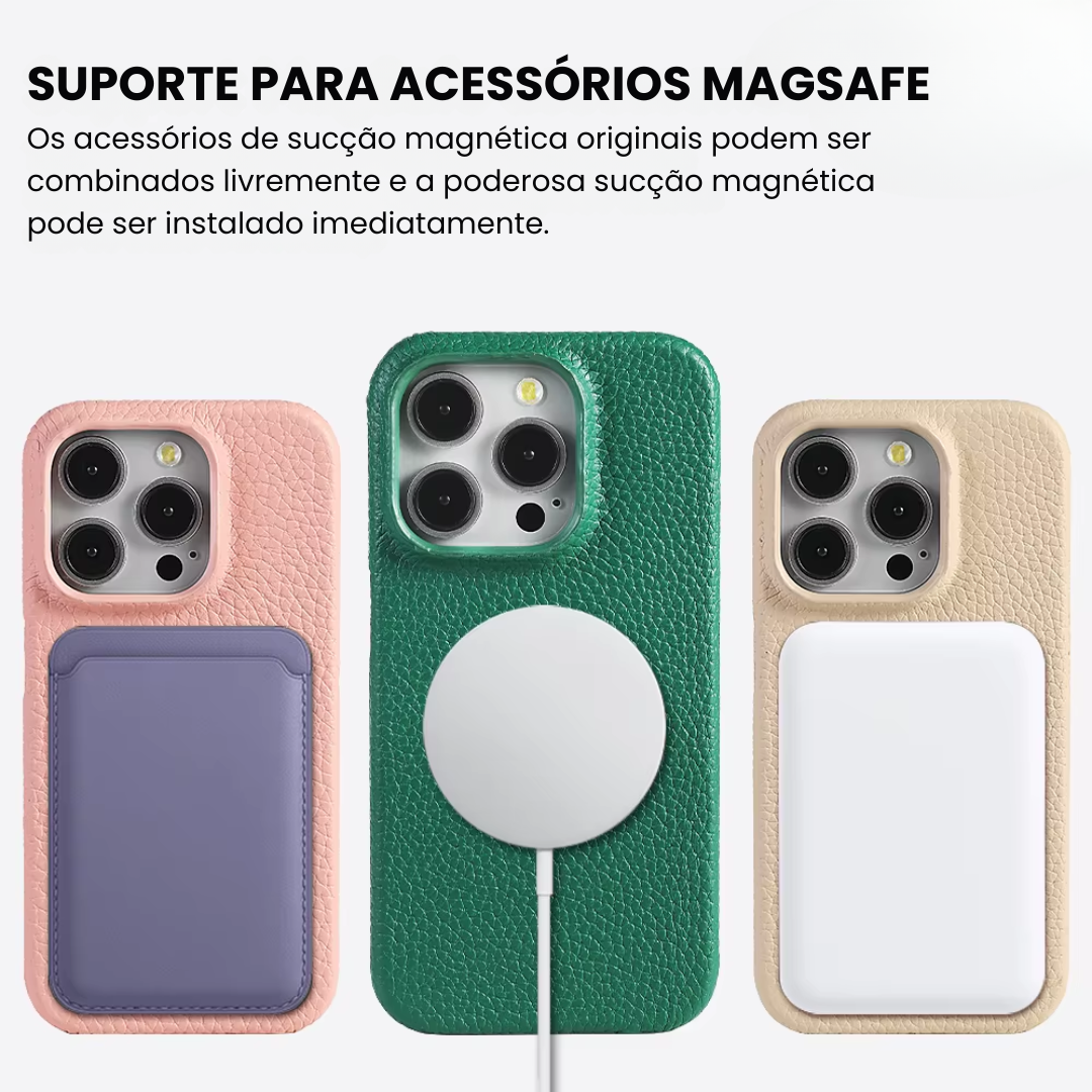 Case de Couro iPhone - Prestige Cinza