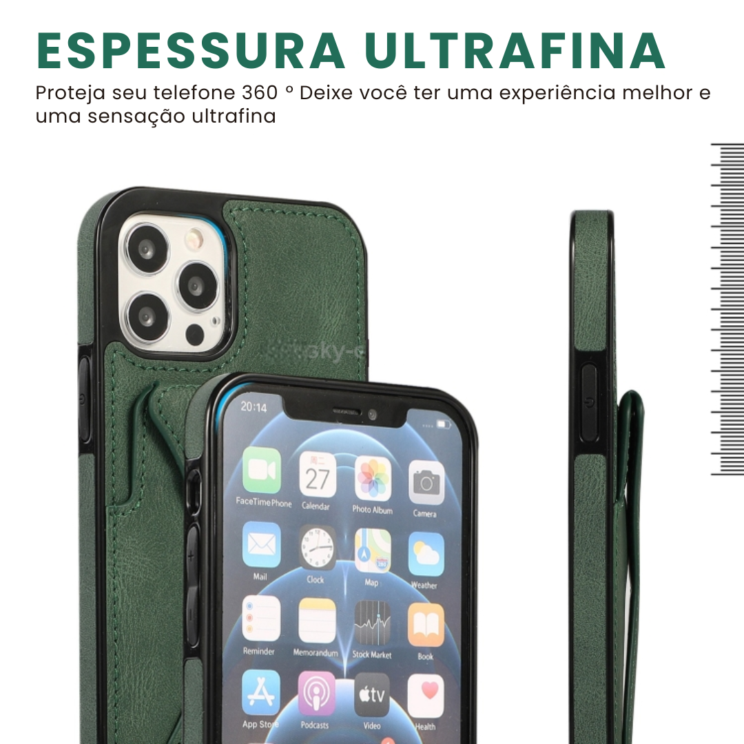 Case de Couro iPhone - SlimVault Verde