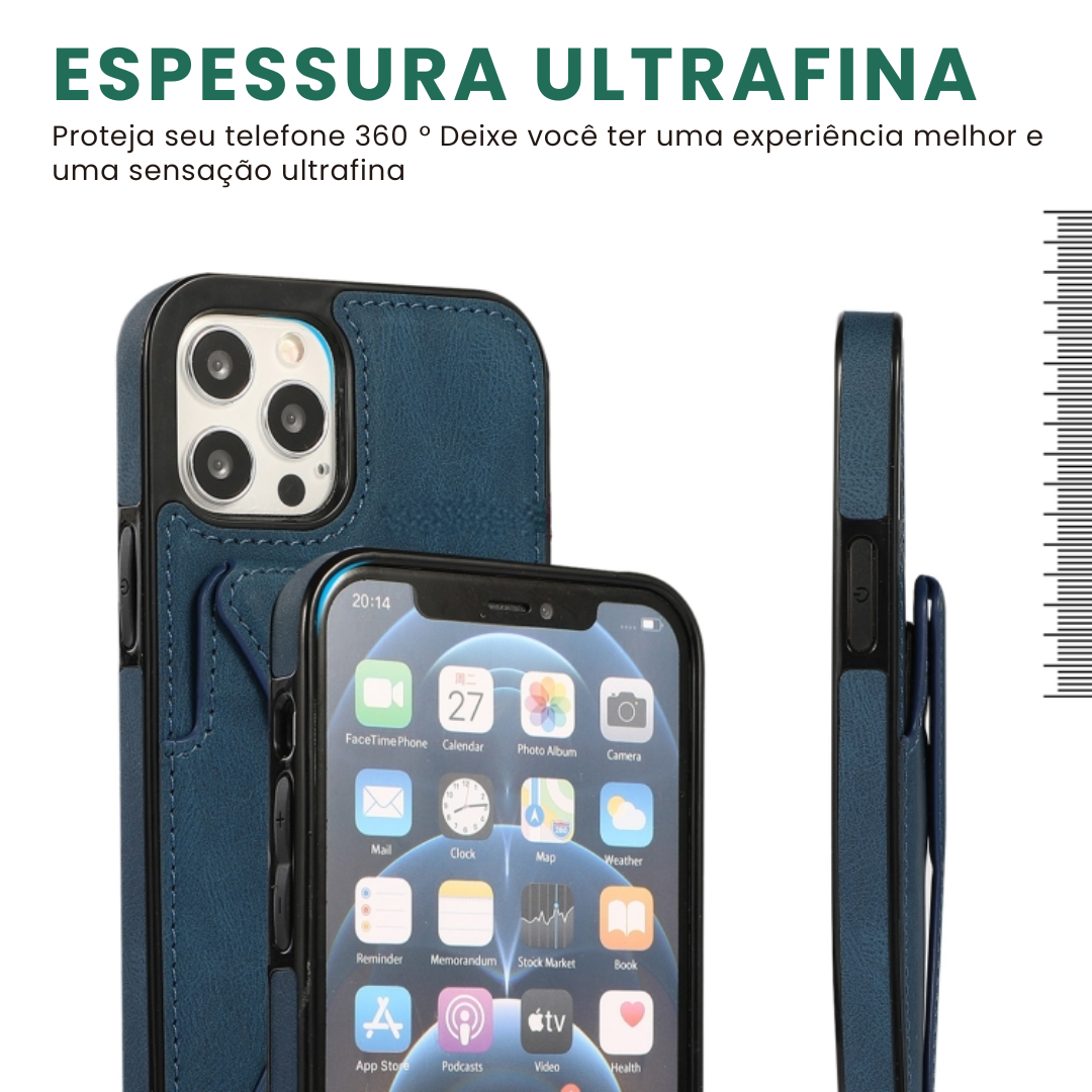 Case de Couro iPhone - SlimVault Azul