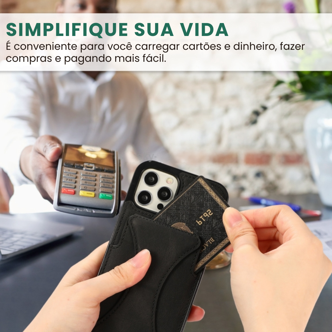Case de Couro iPhone - SlimVault Preto