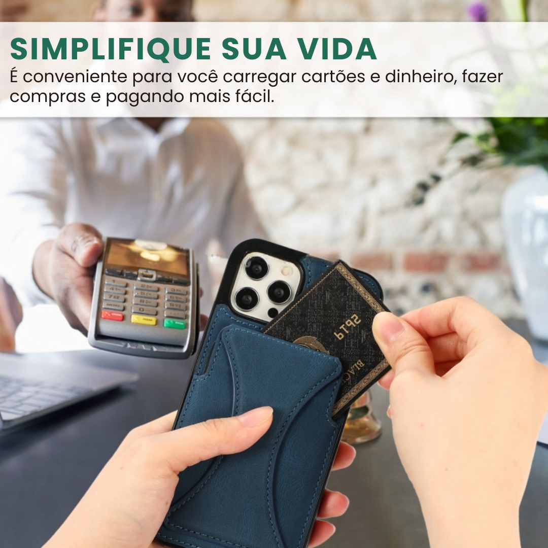 Case de Couro iPhone - SlimVault Azul
