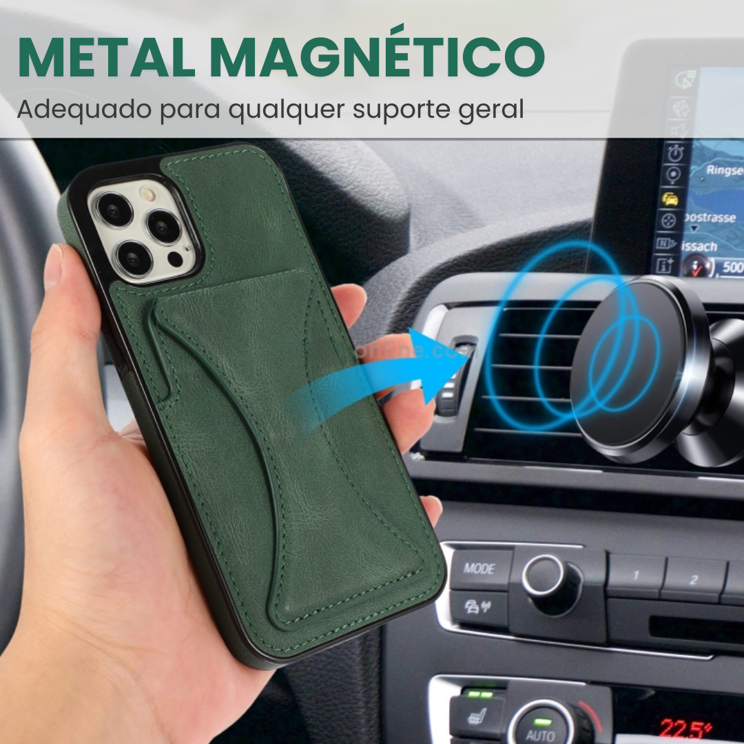 Case de Couro iPhone - SlimVault Verde
