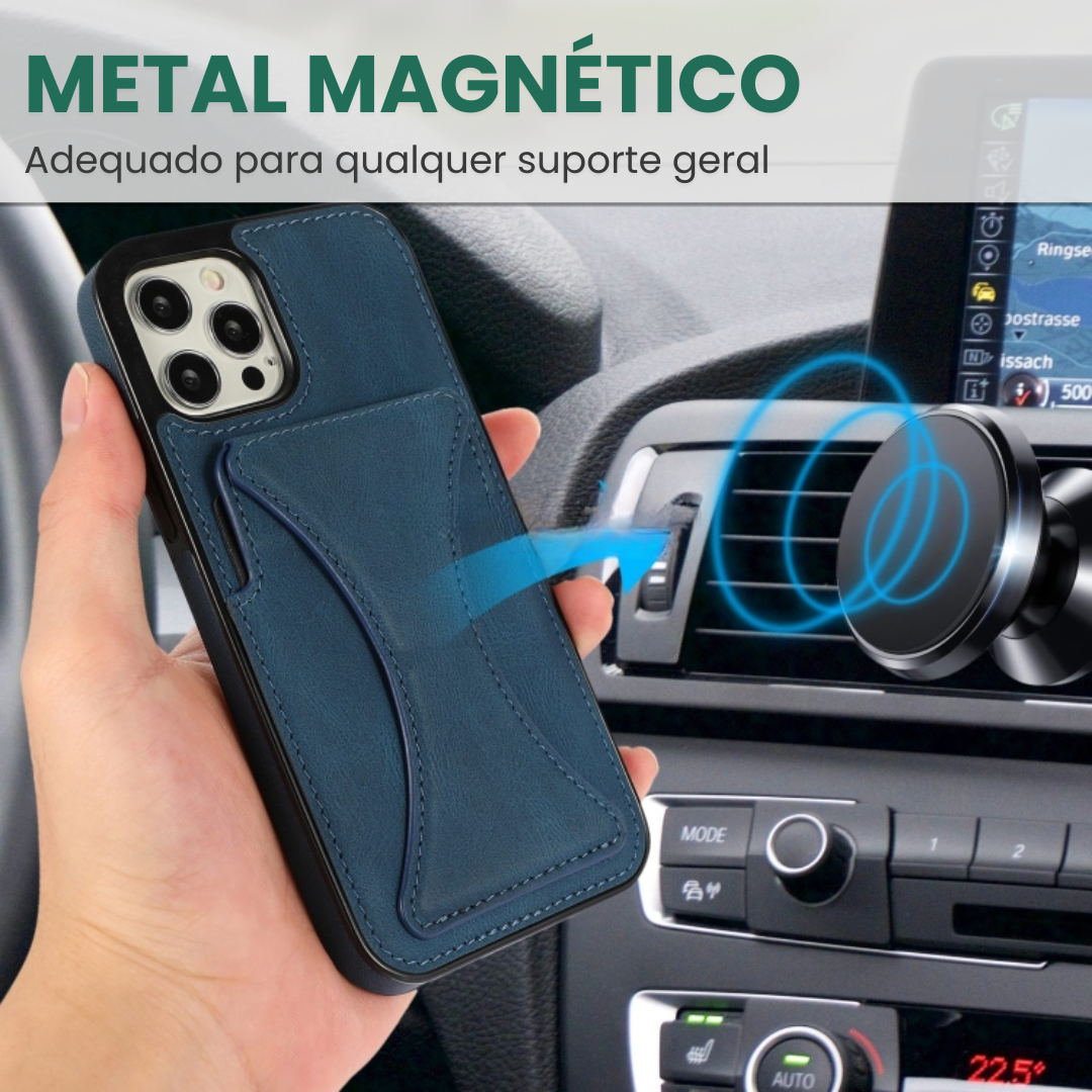 Case de Couro iPhone - SlimVault Azul