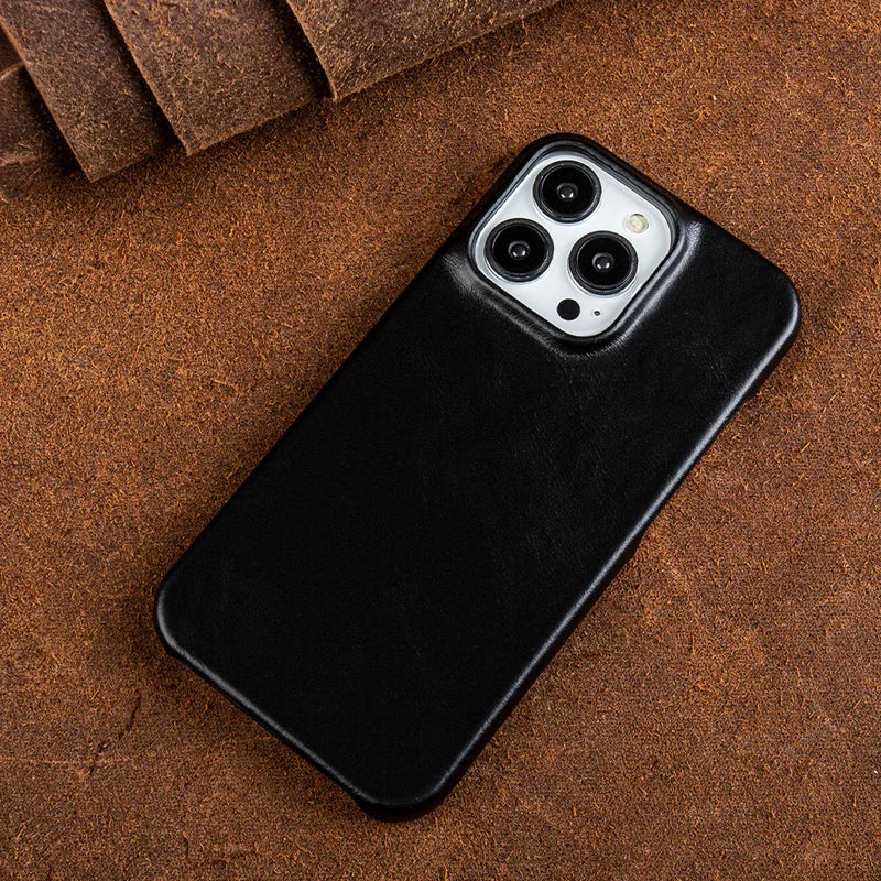 Case de Couro iPhone - Vintage Preto