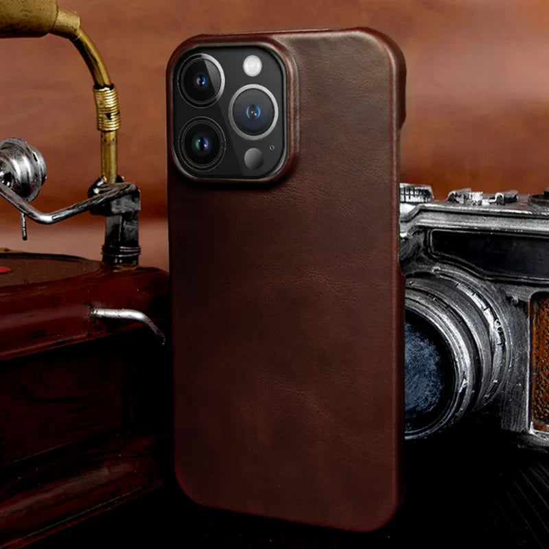 Case de Couro iPhone - Vintage Marrom