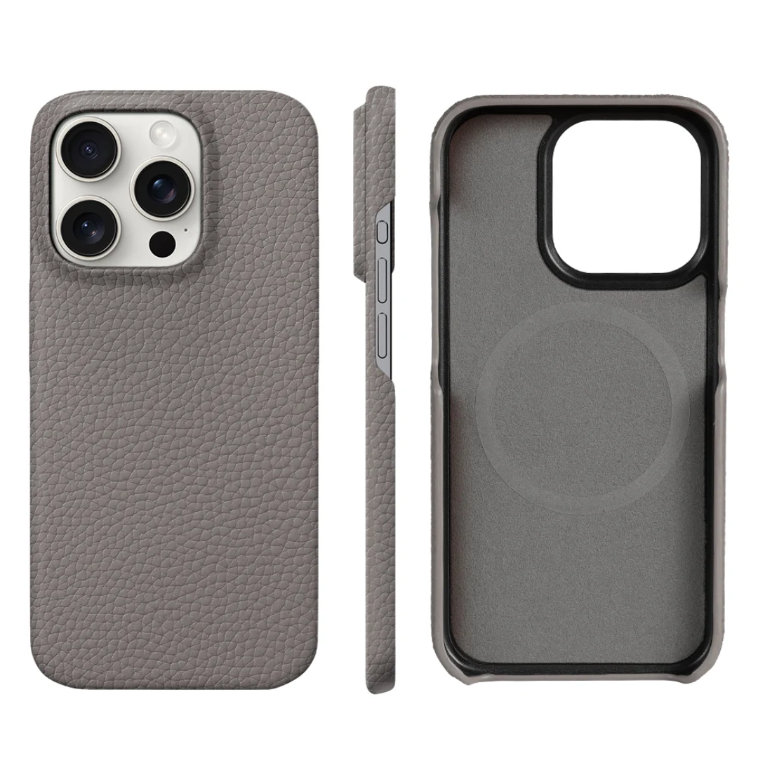 Case de Couro iPhone - Prestige Cinza