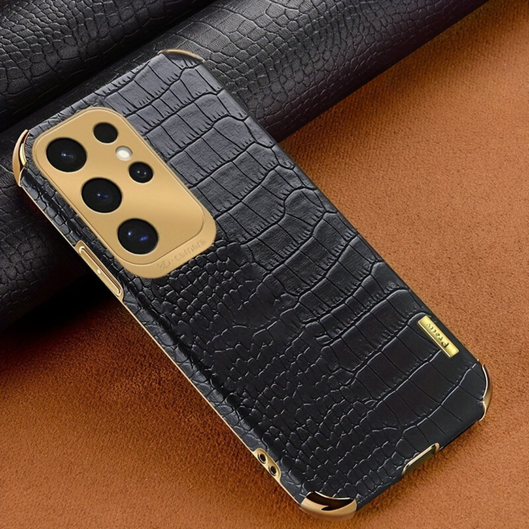 Case de Couro Crocodile Premium Samsung Preto