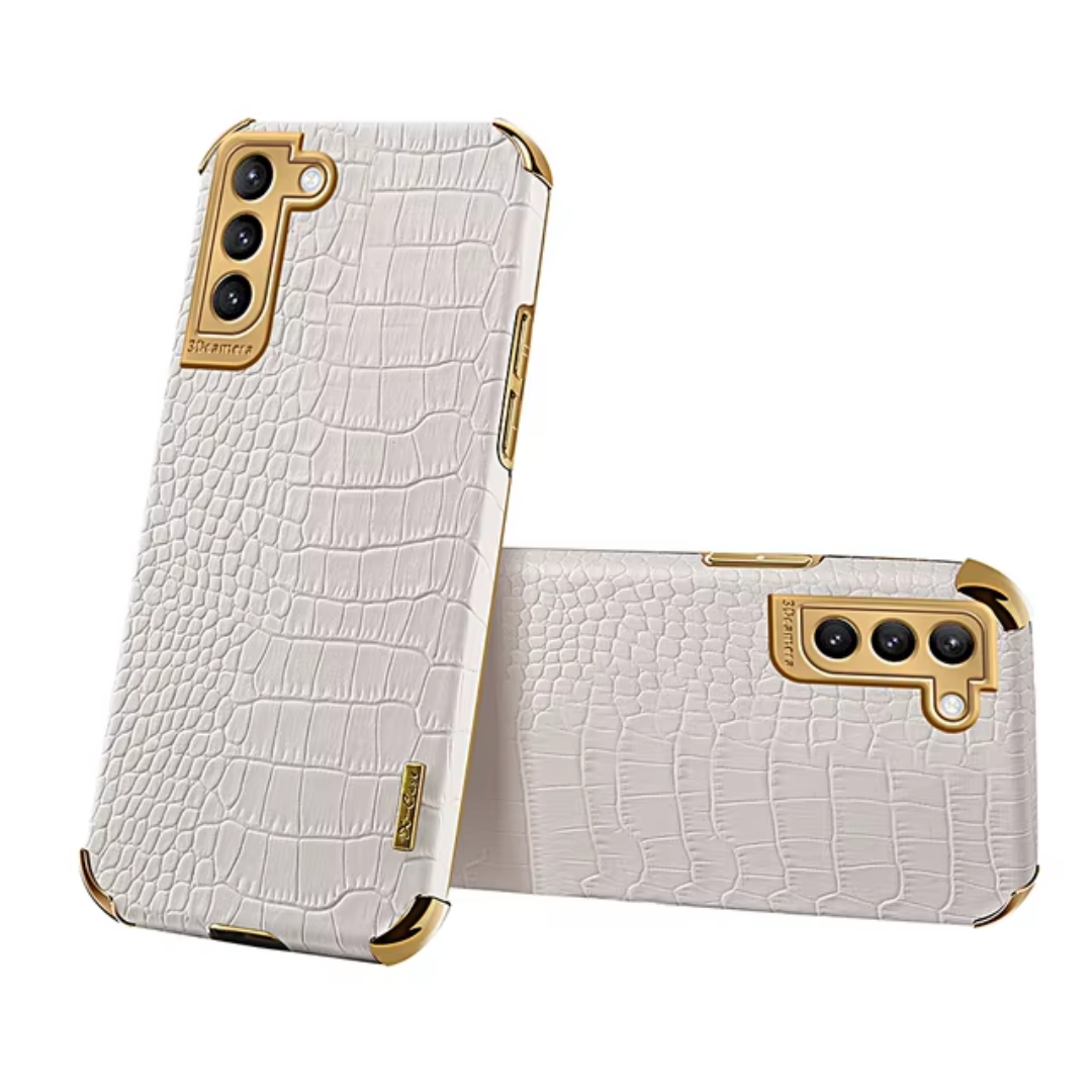 Case de Couro Crocodile Premium Samsung Branco