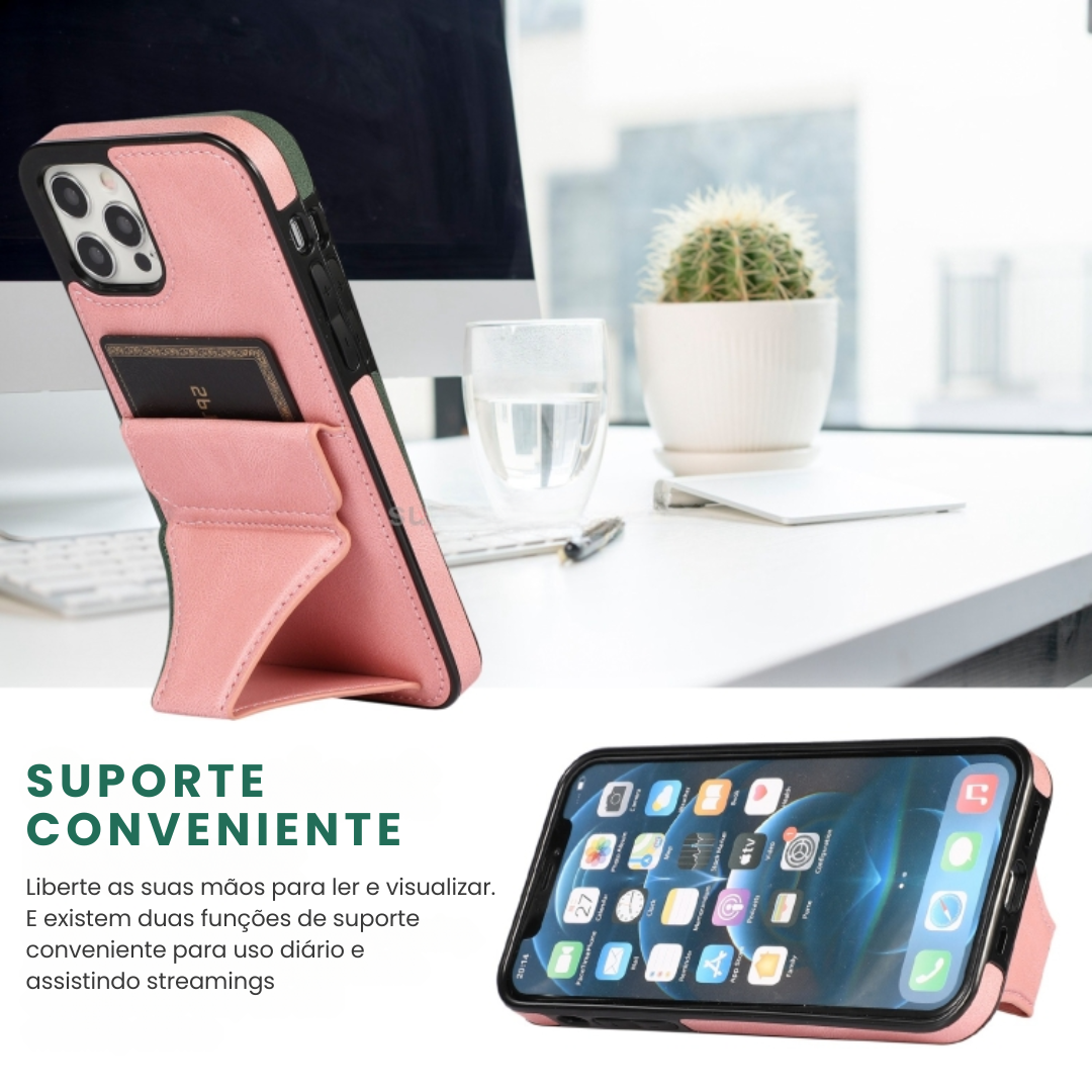 Case de Couro iPhone - SlimVault Rosa