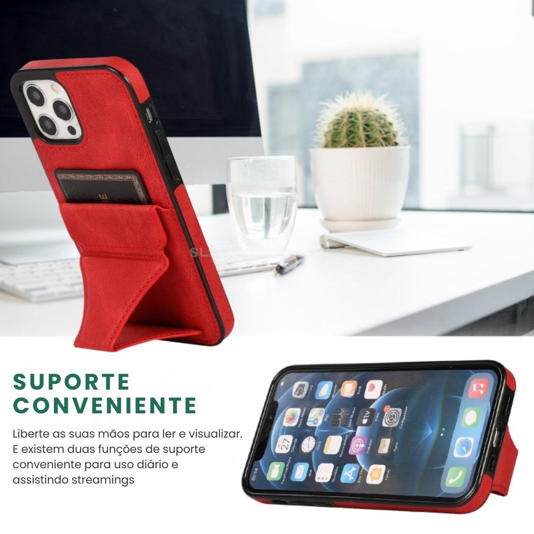 Case de Couro iPhone - SlimVault Vermelho