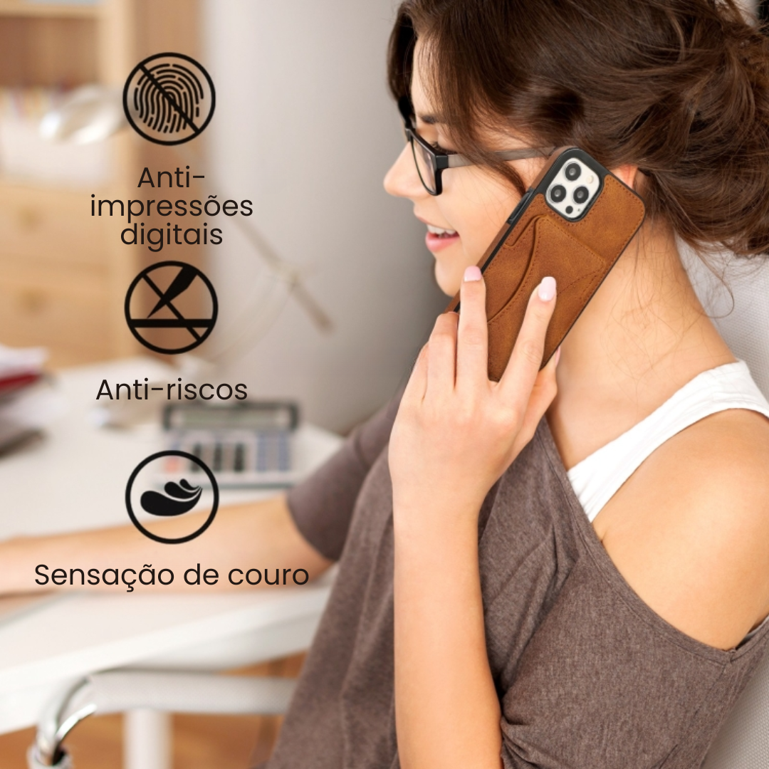 Case de Couro iPhone - SlimVault Marrom