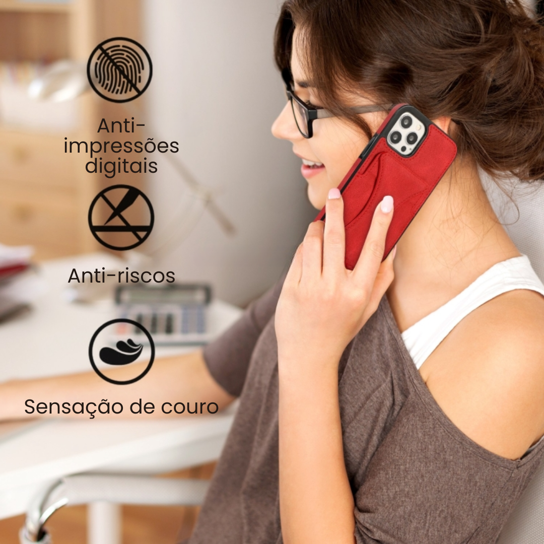 Case de Couro iPhone - SlimVault Vermelho