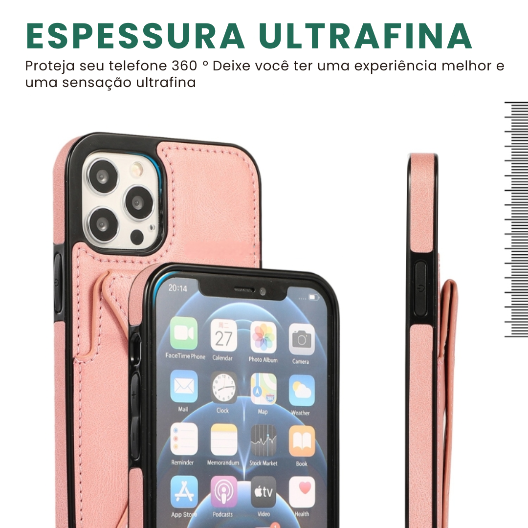 Case de Couro iPhone - SlimVault Rosa