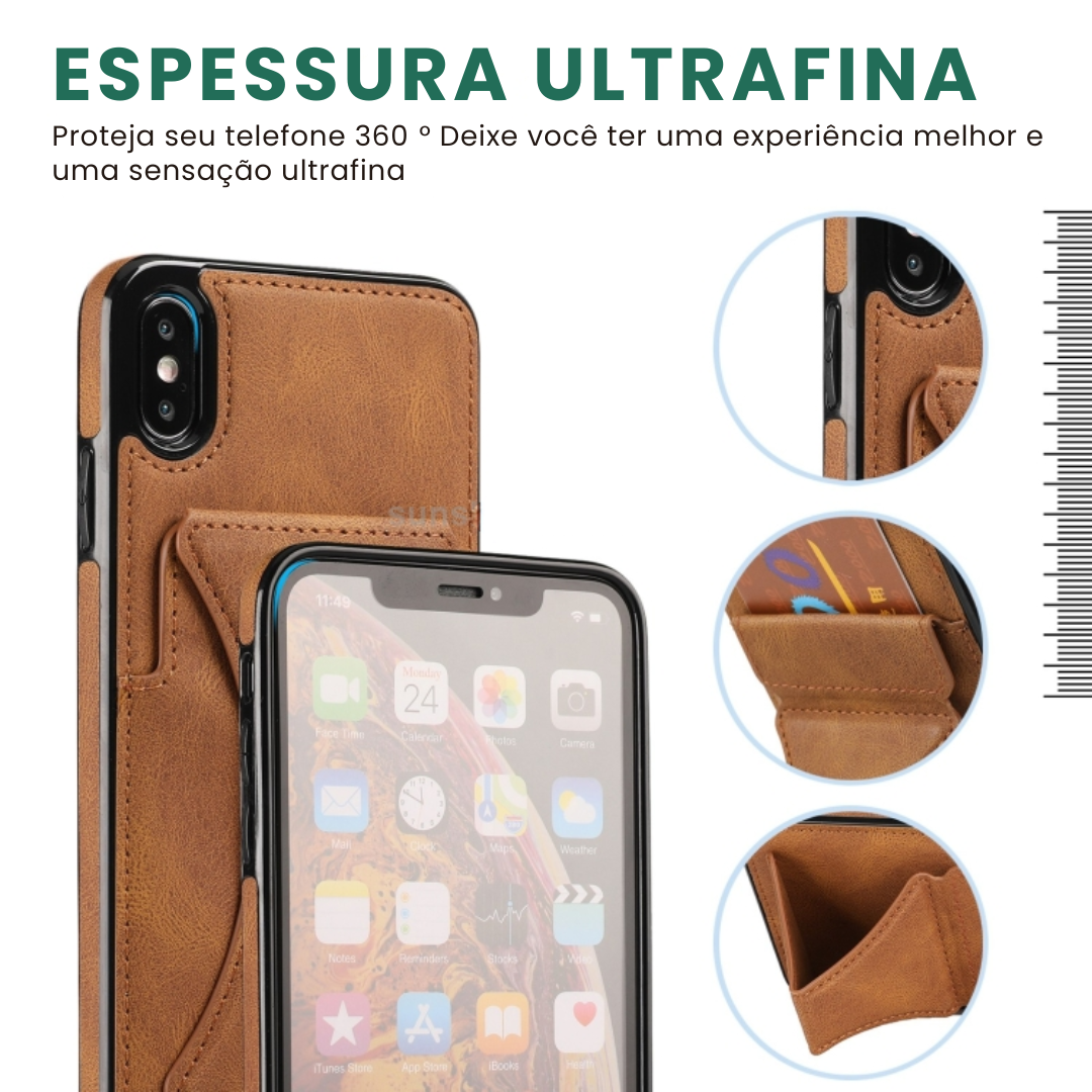 Case de Couro iPhone - SlimVault Marrom