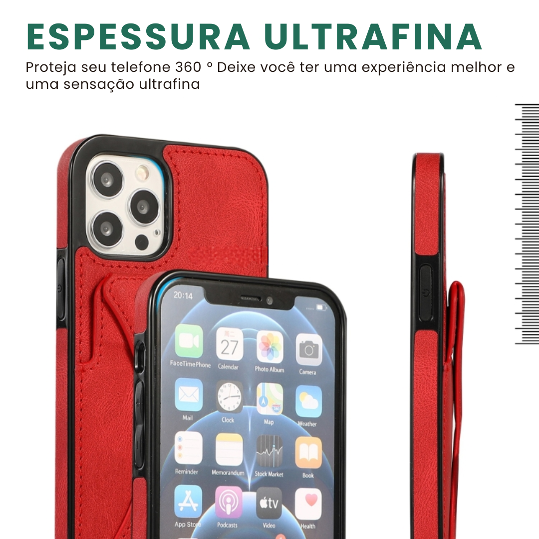 Case de Couro iPhone - SlimVault Vermelho