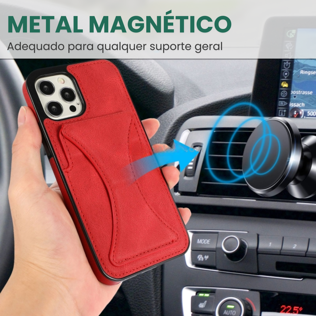 Case de Couro iPhone - SlimVault Vermelho